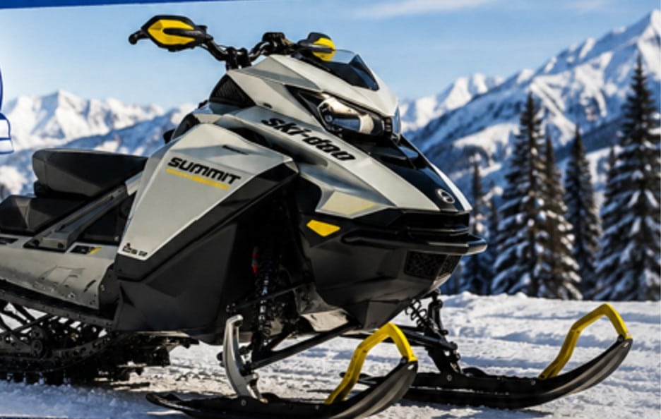 2027 Ski-Doo Summit Adrenaline snowmobile in the Colorado mountains